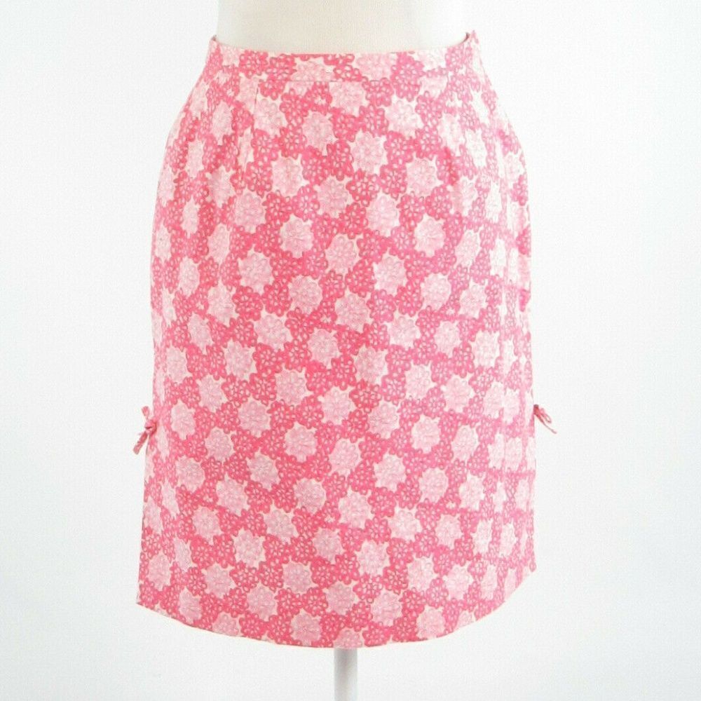 Tibi pink geometric A-line skirt 10